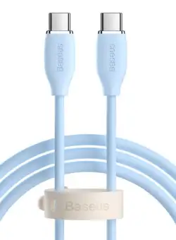 Cablu de date rapid BASEUS Jelly USB-C la USB-C 100W 480Mbps flash charging 1.2m (albastru) CAGD030003