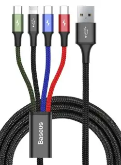 Cablu de date rapid USB BASEUS 4in1 2xUSB-C Lightning Micro 3.5A 1.2m - Negru CA1T4-B01