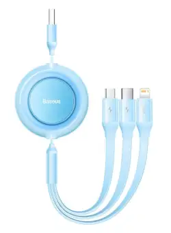 Cablu de date rapid USB BASEUS Bright Mirror 2 3in1 USB-C Lightning Micro 3.5A 1.1m - Albastru deschis CAMJ010017