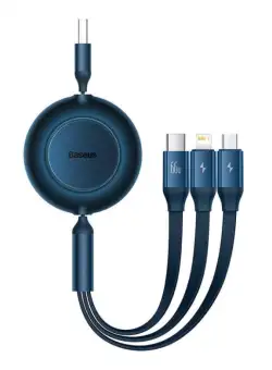 Cablu de date rapid USB BASEUS Bright Mirror 3 3in1 USB-C Lightning Micro 66W 2A 1.1m - Albastru CAMJ010103