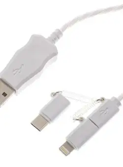 Cablu de incarcare USB 3 in 1 cu 8 pini (iPhone), tip C si micro USB, lungime 1m