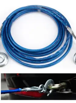 Cablu din otel pentru tractare auto, carlige de remorcare cu siguranta, 10mm x 4M, capacitate 3 tone