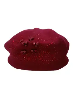 Caciula Dama Bereta, Model cu Aplicatii, Marime Universala, Rosu Visiniu