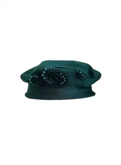 Caciula Dama Bereta, Model cu Aplicatii tip perle, Marime Universala, Verde