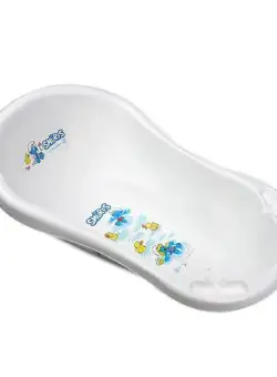 Cadita bebe 84 cm Lorelli Strumfi White, cu dop de scurgere si baza antialunecare