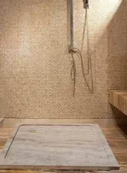 Cadita dus baie travertin Latte ULTRA PLAT, 90 x 90 x 3 cm