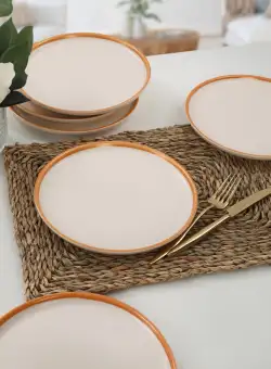 Cake Serving Set (6 Pieces), Crem, 22x2x22 cm