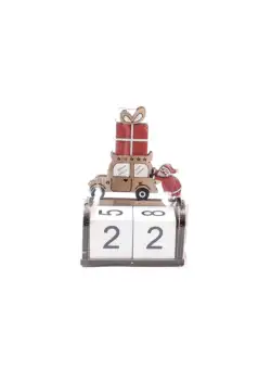 Calendar decorativ Craciun, lemn, 7,5x4x12 cm