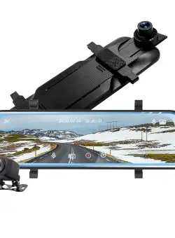 Camera Auto Tip Oglinda Techstar® C10, Dubla, Inregistrare 1296P, Ecran LCD, 10 inch, Night Vision, Camera Marsarier