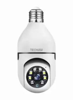  Camera de Supraveghere IP PTZ Techstar® IPC-E27 tip bec, HD, Lumina Infrarosie, Control Vertical si Orizontal, Audio Bidirectional, Detectarea Miscarii, P2P, Cloud, Slot MicroSD, Montaj E27