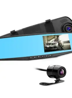 Camera Video Auto Discreta tip Oglinda cu Doua Camere Full HD Fata/Spate Techstar® L9000, Model Slim 9mm Grosime