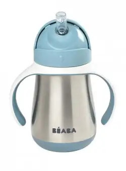 Cana inox cu pai Beaba 250ml - Albastru