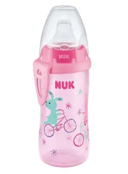 Cana Nuk Active 300 ml cu adaptor silicon de la 12 luni Roz