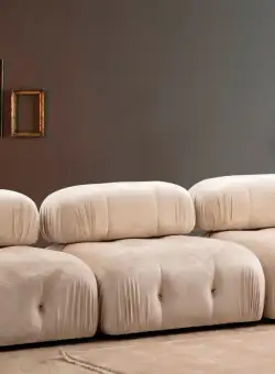 Canapea 3 locuri Bubble velvet crem ( L1-O1-1R)