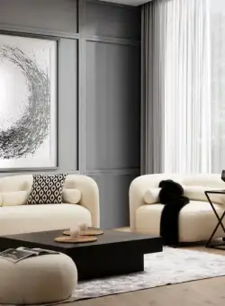 Canapea 3 locuri Victoria crem plusat