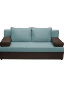 Canapea ANA extensibila, 3 locuri, cu lada depozitare, maro + mint, 185x82x80 cm