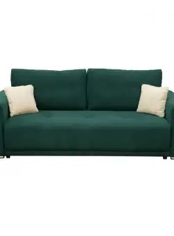 Canapea BERNA extensibila, 3 locuri, cu arcuri si lada depozitare, verde, 238x108x77 cm