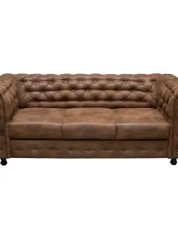 Canapea CHESTERFIELD extensibila, 3 locuri, cu arcuri, maro, 205x90x80 cm