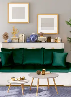 Canapea extensibila cu lada de depozitare Zima, Verde Smarald