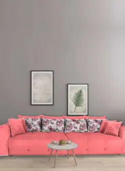 Canapea fixa, spatioasa, cu 12 perne, Family, roz