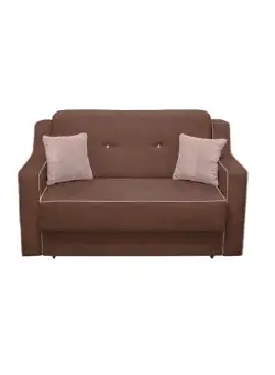 Canapea GENOVA 2L extensibila, 2 locuri, cu arcuri si lada depozitare, maro + bej, 155x100x100 cm