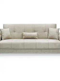 Canapea LEON extensibila, 3 locuri, cu arcuri si lada depozitare, crem, 224x90x95 cm