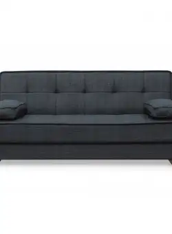 Canapea LEON II extensibila, 3 locuri, cu arcuri si lada depozitare, gri inchis, 190x82x88 cm