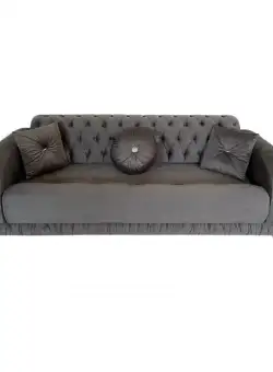 Canapea LINE fixa, 3 locuri, cu spatar rabatabil, gri, 225x90x90 cm