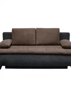 Canapea PALERMO extensibila, 3 locuri, cu arcuri si lada depozitare, maro + gri inchis, 209x96x83 cm