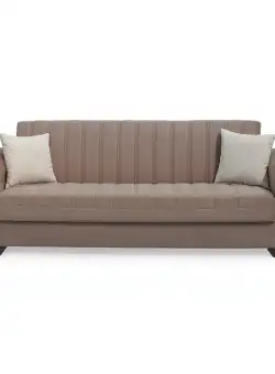 Canapea QUEEN extensibila, 3 locuri, cu arcuri si lada depozitare, cappuccino, 218x70x80 cm