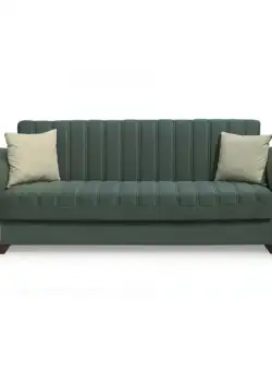 Canapea QUEEN extensibila, 3 locuri, cu arcuri si lada depozitare, verde, 218x70x80 cm