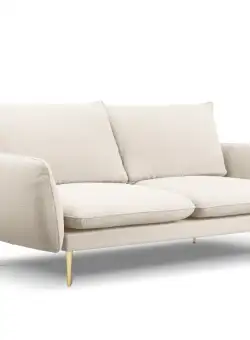 Canapea tapitata Vienna 3 locuri plusat/picioare gold – L200 x l92 x h95