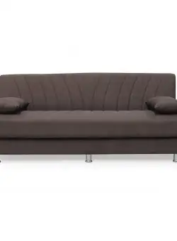 Canapea VALERIA extensibila, 3 locuri, cu arcuri si lada depozitare, maro inchis, 190x82x83 cm