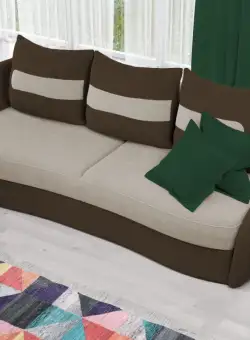 Canapea Velur Crem / Maro