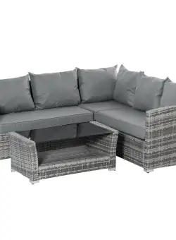 Canapele pentru exterior Outsunny, ratan PE cu 4 piese, Gri | Aosom RO