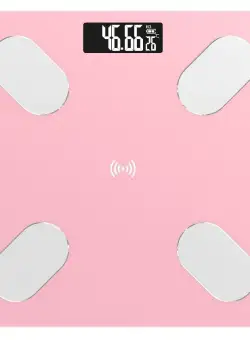 Cantar Electronic Smart Techstar®, Roz, Display Digital, Wireless, Bluetooth, Greutate 180kg Max, Compatibil Android & iOS