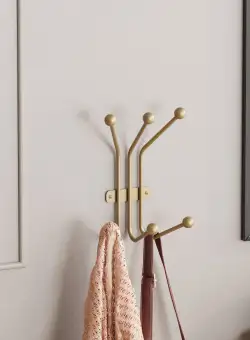 Cârlig de perete metalic Ant-A, Aur, 13x30x23 cm