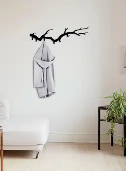 Cârlig de perete metalic Ramura, Negru, 22x0.2x87 cm