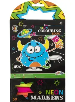 Carte de colorat cu carioci neon - Monstrulet