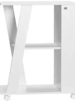 Carucior de bucatarie din lemn cu 2 rafturi deschise HOMCOM, carucior pentru alimente cu roti, 60x38x77cm, Alb | Aosom RO