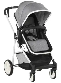 Carucior Dublu Ajustabil si Pliabil , Copii 0-36 luni, Transport pentru copii, Carucior cumparaturi 15kg, 80x51x102cm Gri HOMCOM | Aosom RO