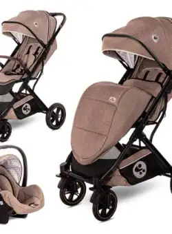 Carucior Lorelli Set Storm, cos auto inclus, cadru aluminiu, 0-22 kg, 0-4 ani (Bej)