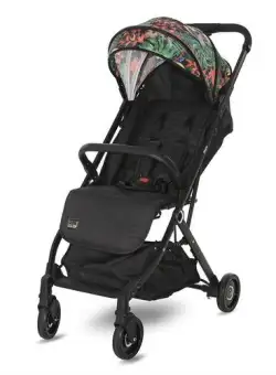 Carucior pentru nou-nascut Lorelli, Myla, tip troller, pliabil, acoperitoare picioare, spatar si copertina reglabile, cos accesorii, bara de protectie detasabila, centura de siguranta cu prindere in 5 puncte, Tropical Flowers