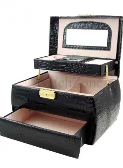 Caseta bijuterii eleganta neagra MARIE piele ecologica WZ1624