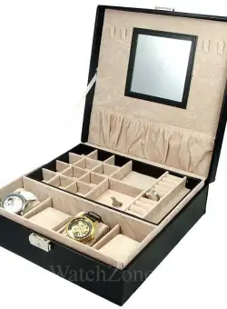 Caseta Bijuterii Piele Ecologica Neagra ANGIE WZ1550