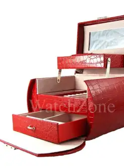 Caseta bijuterii piele ecologica rosie / visinie / neagra Magdalena WZ1701