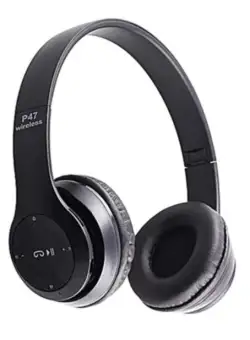 Casti Audio Wireless Bluetooth P47, Radio FM, Card SD, Microfon Incorporat, 10m, Pliabile, Negru