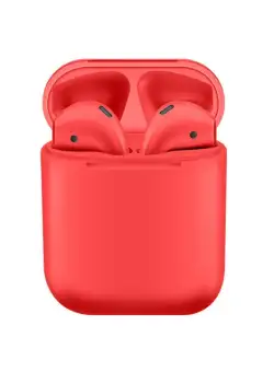 Casti i9000 TWS AIR 2 Techstar®, Bluetooth 5.0, Wireless QI, Pentru Android si iOS, Rosu, Rezistente la Apa