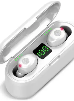 Casti True Wireless Techstar® F9 Mini, Wireless, Bluetooth V5.0, SplashResistent, Touch, iOS, Android, Alb