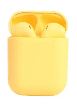 Casti Wireless Techstar® TWS i12 Macaron, Touch, Cu Functie Apelare, Control Muzica, Dock Incarcare, Android/ IOS, Galben